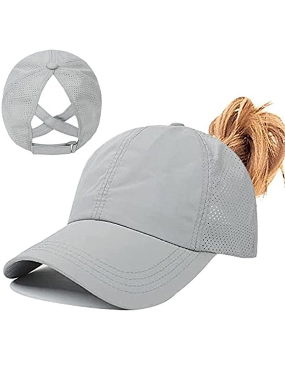 Womens Ponytail Hat Baseball Cap, Adjustable Criss Cross Baseball Cap High Bun
